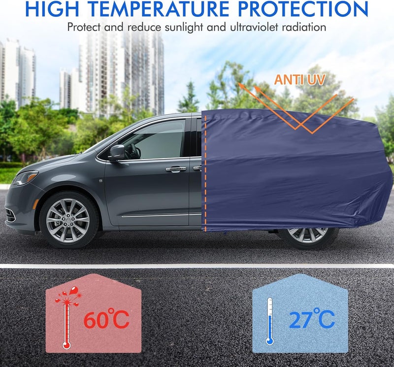 DINGHAO Car Cover Waterproof All Weather, 6 Layers Outdoor Full Exterior Cover Rain Sun UV Snowproof Protection with Zipper Cotton, Mirror Pocket for Chrysler Voyager - Image 3